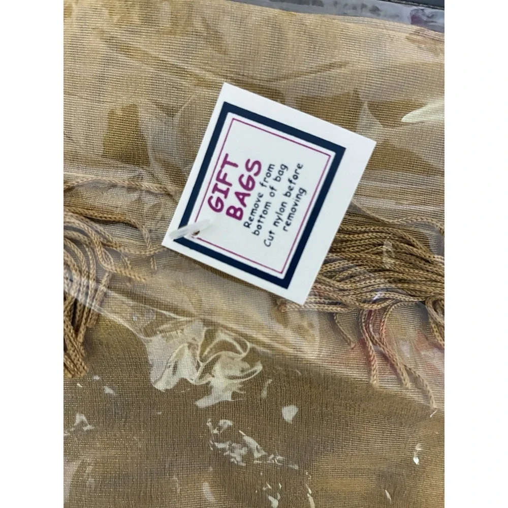 Joann Marie Designs Gift Bag Mustard Organza Tassels Beaded Sheer 5.5x7